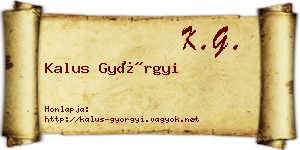 Kalus Györgyi névjegykártya